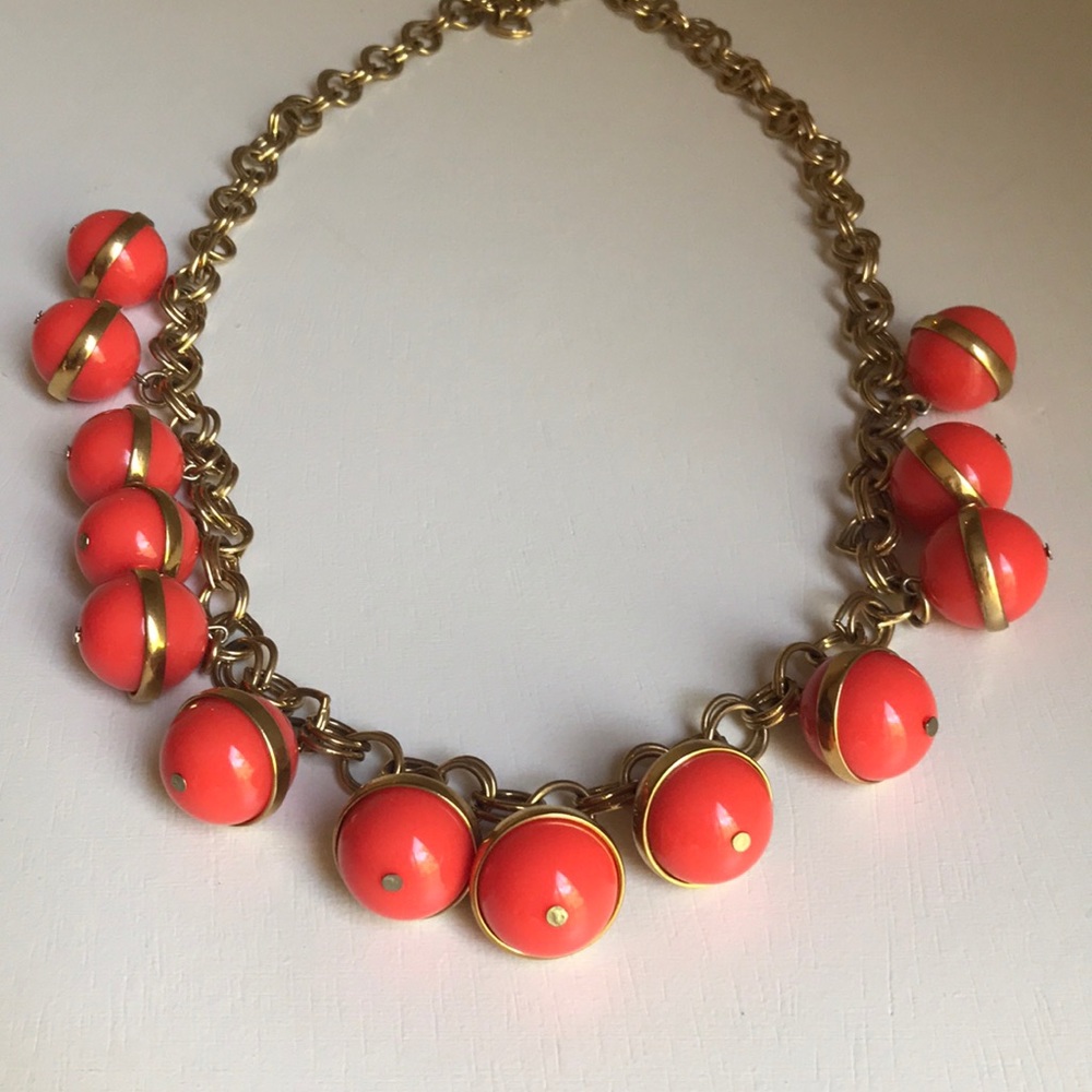 JCrew coral and gold bauble necklace